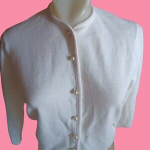Vintage Women's Medium Cardigan Sweater 1970's Elegant Granny Taralan Pearly